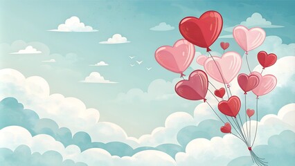 pink and blue sky with balloons