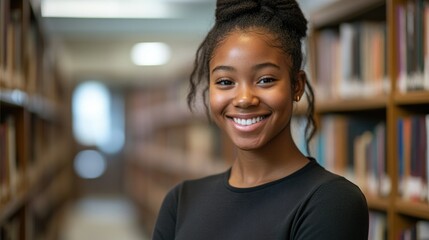 Smiling Student at Library