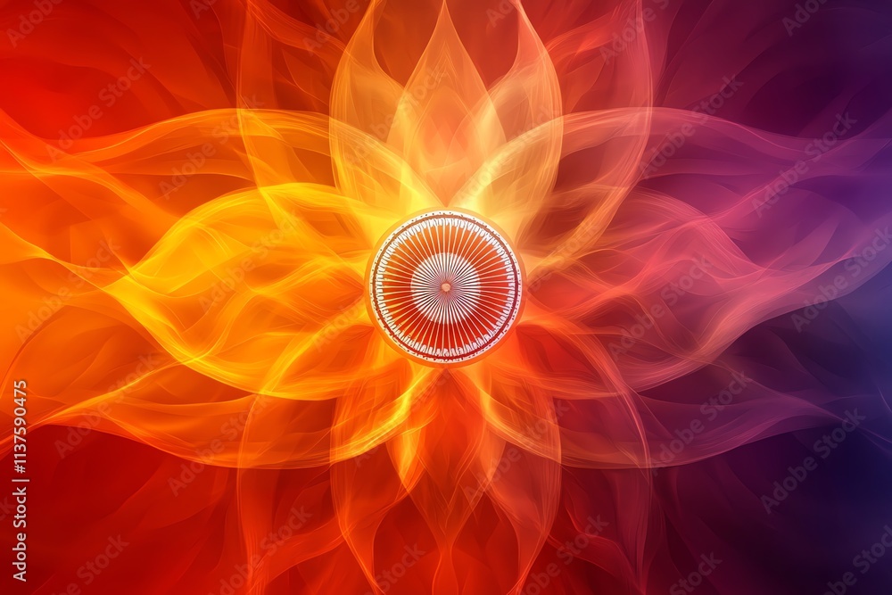 Aufkleber abstract fiery flower with a circular pattern in the center.