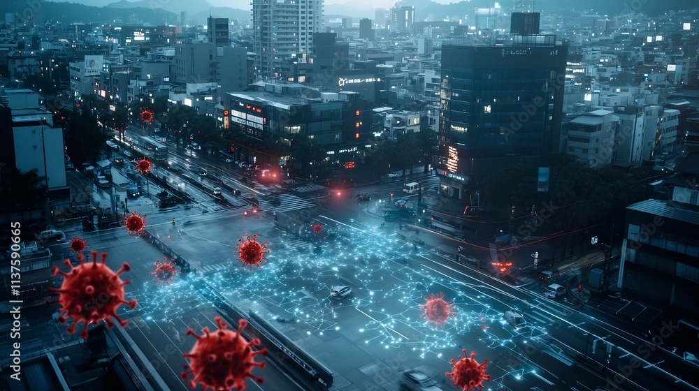 Poster virtual twin technology overlaying and mapping pandemic infection hotspots in a futuristic smart cit