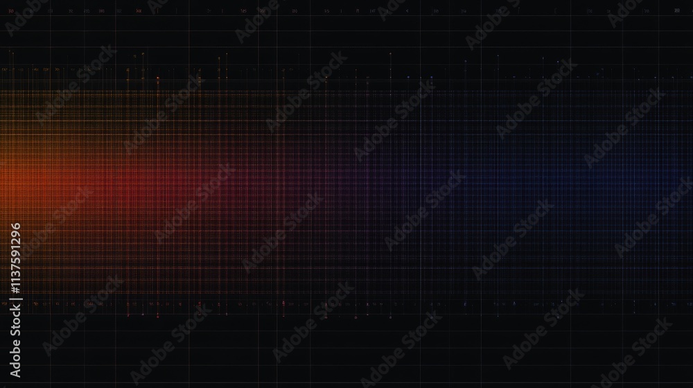 Fototapete abstract digital spectrum with color gradients and grid overlay