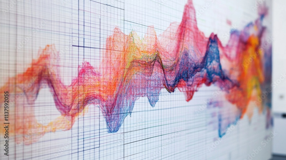 Aufkleber colorful abstract waveform illustration on a graph background