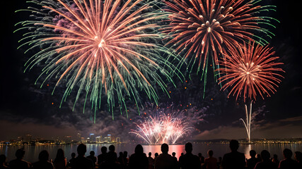 Obraz premium A fireworks display against the night sky