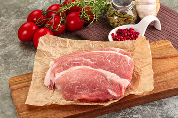 Raw pork steak for cooking