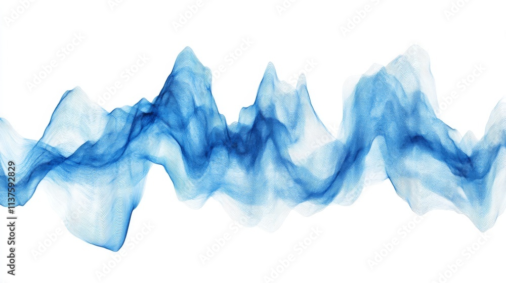 Poster ethereal blue wave texture in soft flowing motion and design
