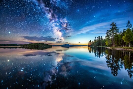 Moving Forward Over a Serene Nighttime Water Surface in Pitea, Northern Sweden, Emphasizing Tranquility and Natural Beauty in Norrbotten County