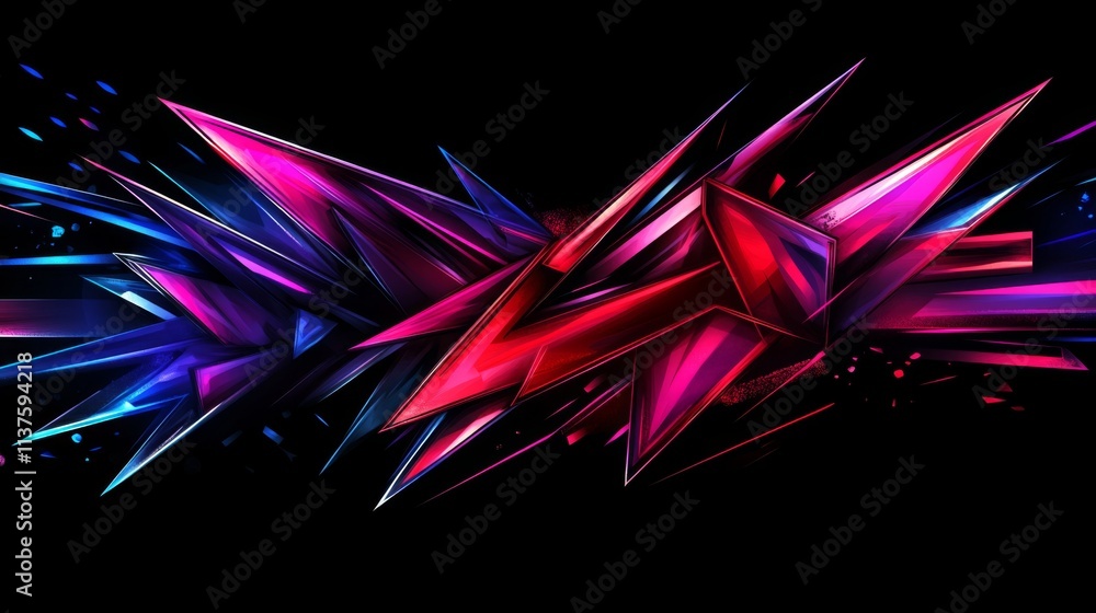 Fototapete Abstract Colorful Shapes with Sharp Edges in Dynamic Arrangement