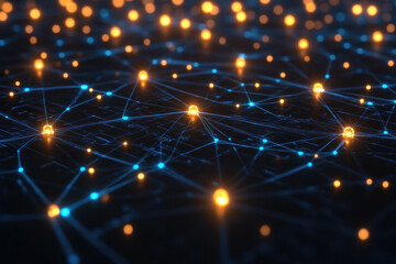 Obraz premium Network Nodes Connect and Transfer Data Securely and Efficiently