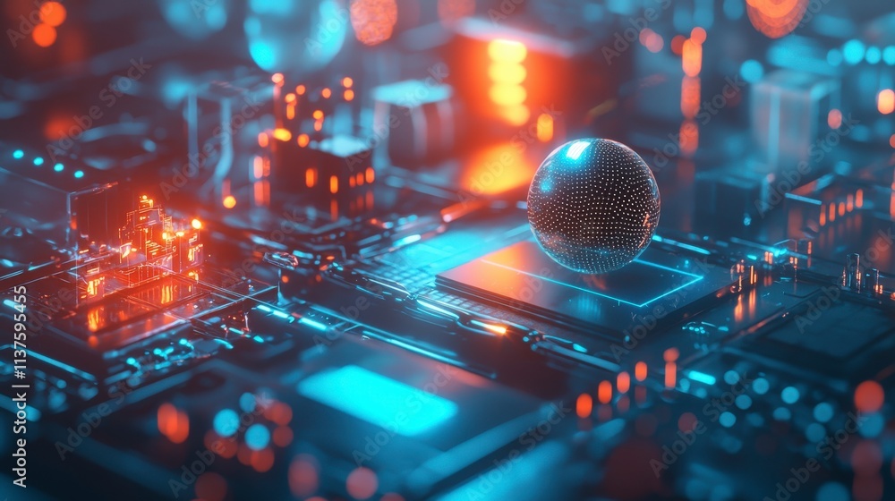 Aufkleber Exploring futuristic technologies in a high-tech environment a conceptual visual journey