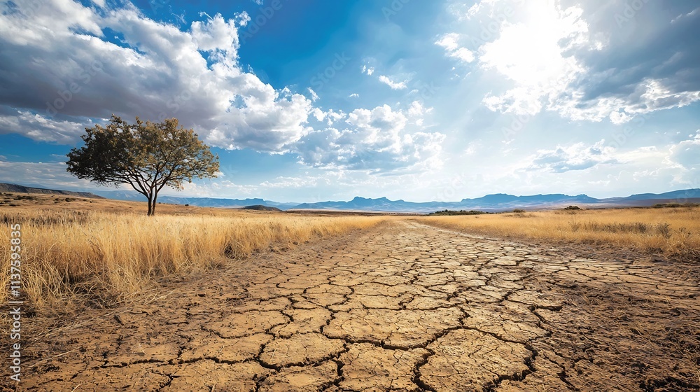 Poster aerial view of a drought intensity map with a virtual twin analyzing and visualizing rainfall defici