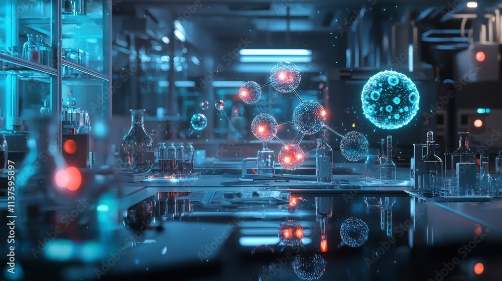Leinwandbilder exploring advanced technologies in a futuristic biomedical research lab innovation in a digital scie