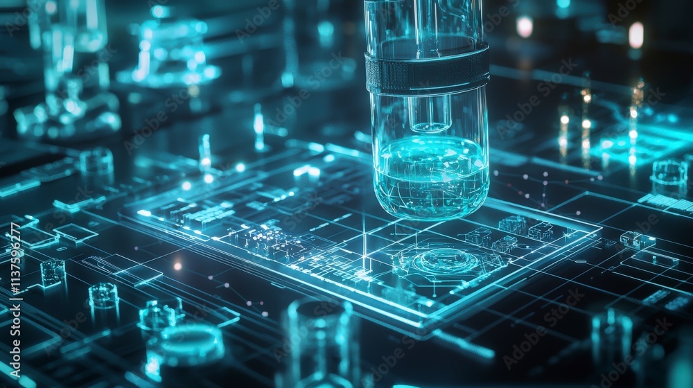 Poster Innovative science-driven technology lab digital visualization in a high-tech environment for macro conceptual analysis