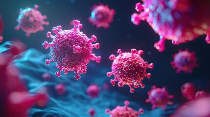 Cancer cells idea. Detailed illustration of viruses highlighting their structure and interactions.