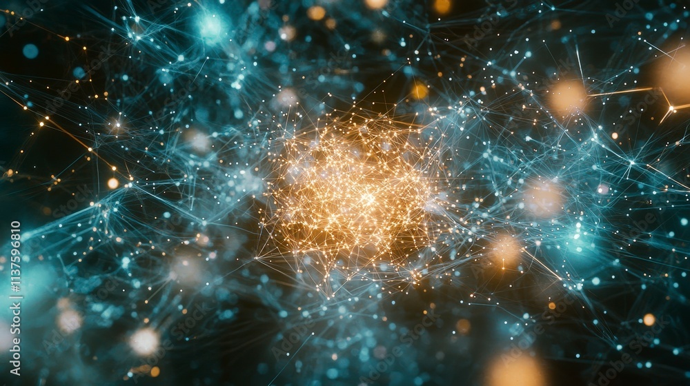 Aufkleber Glistening neural network exploring dynamics in futuristic abstract art and digital realm visualization