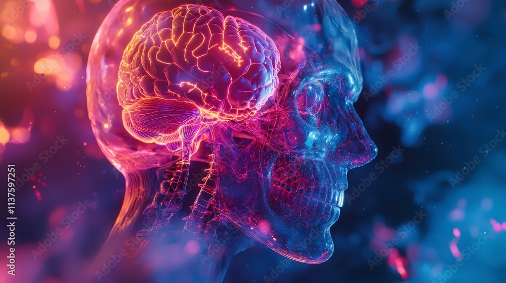 Aufkleber innovative ai-driven medical visualization digital art brain analysis futuristic environment concept