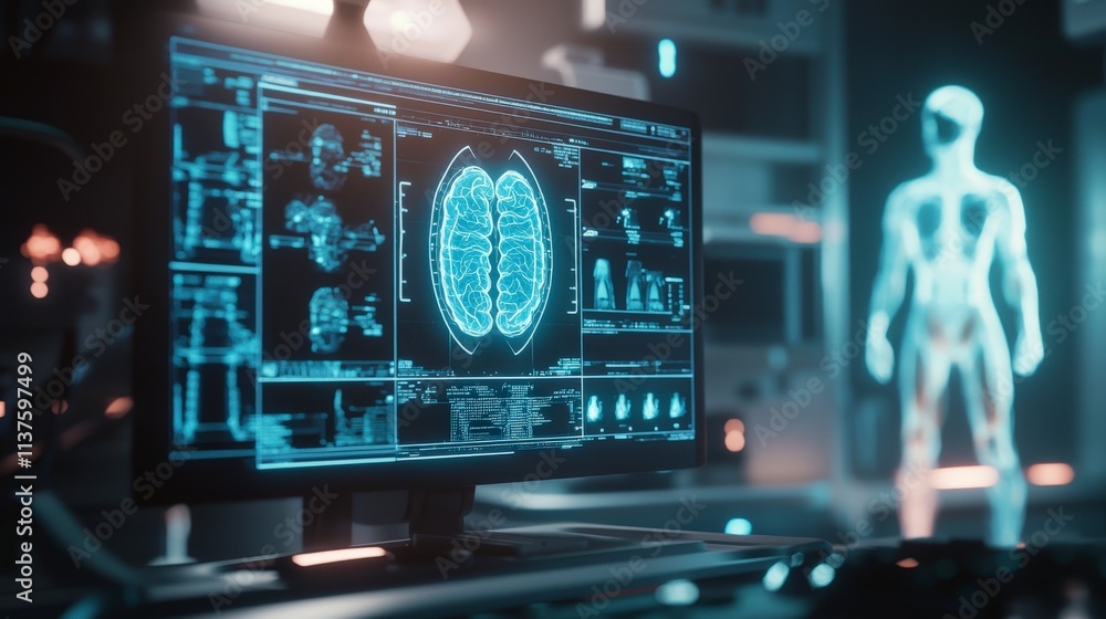 Aufkleber Advanced diagnostics lab in a futuristic sci-fi environment showcasing cutting-edge medical technology