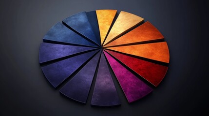 Obraz premium Color Wheel Chart with Vibrant Segments Against Dark Background
