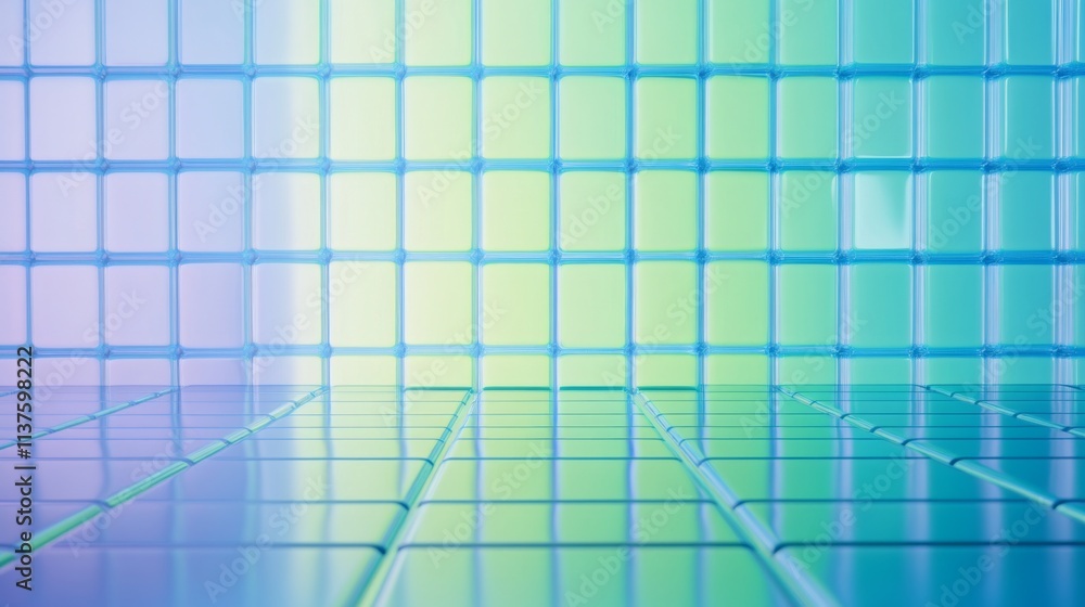 Poster abstract background with colorful grid pattern and reflections