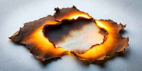 Obraz premium Night Photography, Burnt Paper Hole, White Background, Dark Art, Abstract Texture