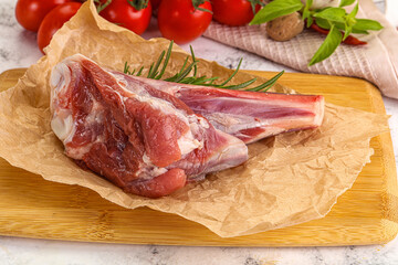 Raw lamb shank for cooking