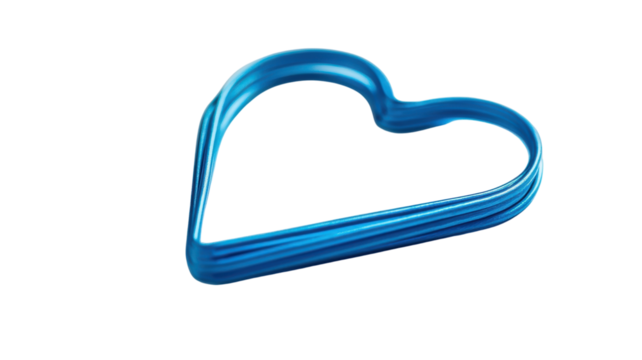 A Bright Blue Paperclip Shaped Like a Heart - Perfect for Organizing Love Notes and Cute Stationery Projects with a Fun Touch. - Powered by Adobe