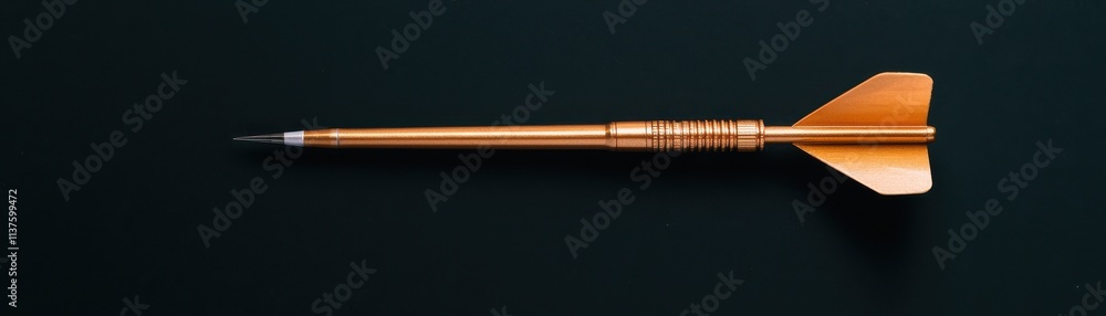 Poster a sleek, golden dart lies horizontally on a dark surface, showcasing its streamlined design and shar
