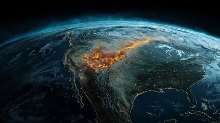A photograph of a heatwave impact map integrated with a virtual twin technology predicting and visualizing temperature extremes to support weather forecasting and climate risk analysis