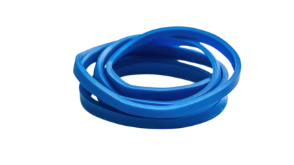 Bright Blue Rubber Band Neatly Coiled for Organized Office Supplies, Ideal for Crafting or Storage Solutions.