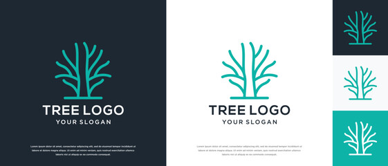 Vector growth tree logo design. Nature tree logo template. Growth logo symbol icon