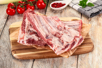 Raw pork ribs for cooking