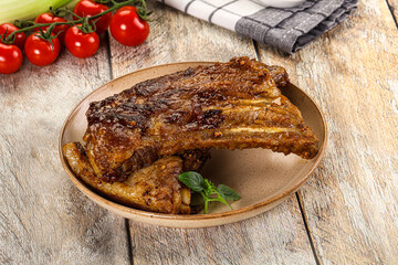 Tasty roasted pork ribs with spices