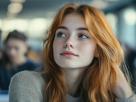 Contemplative Youth, Portrait of a Young Woman with Ginger Hair