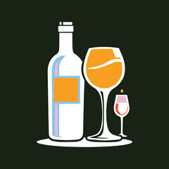 Bellini cocktail isolated on black background. Vector illustration of classical alcohol drink