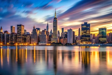 Fototapeta premium NYC Skyline Timelapse: Midtown Manhattan & Upper East Side Hyperlapse - Minimalist Cityscape Photography