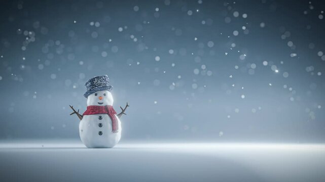 A fun, looping video of a bouncing snowman in a festive, snowy setting. On the right side, there’s an empty space for adding text or graphics, making it perfect for Christmas content.