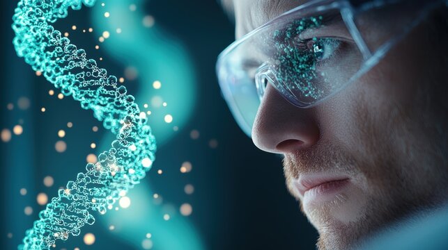 A scientist analyzes a DNA sequence displayed on a computer screen, representing the increasing role of genomics in understanding disease risk and personalizing healthcare.