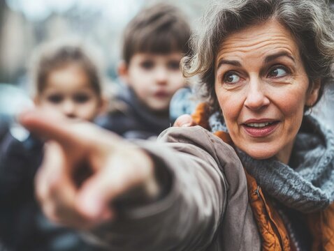 Woman Pointing Directly at Camera