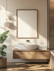 Fototapeta premium Contemporary Bathroom with Minimalist Aesthetic