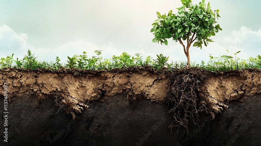 Poster soil erosion risk map with virtual twin simulating deforestation effects a digital data visualizatio