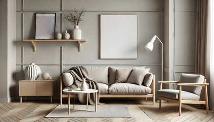 Minimalist Living Room Interior with Greenery and Natural Light