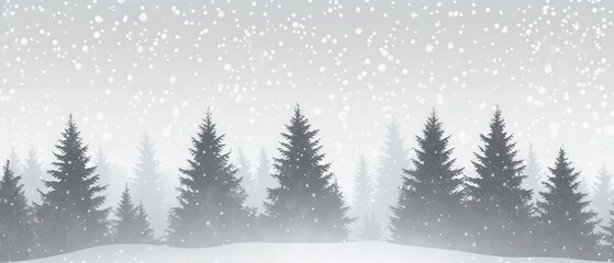 Fototapeta premium Serene Winter Landscape with Snowy Forest and Gentle Snowfall Creating a Peaceful Atmosphere in a Wintry Scene