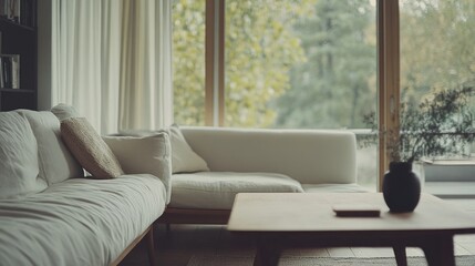 Fototapeta premium Modern Living Room with Large Window