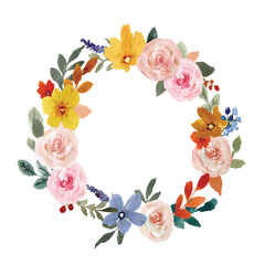 frame of flowers watercolor