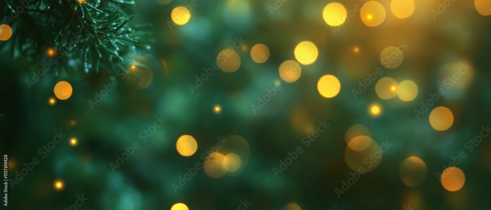 Poster enchanted green bokeh background with soft glowing lights creating a dreamy atmosphere for nature an
