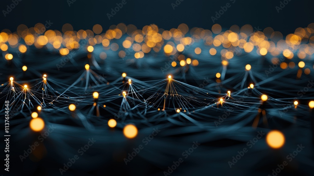 Poster a complex network of interconnected nodes and pathways, representing the intricate structure and cap