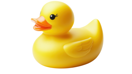 Bright Yellow Rubber Duck for Fun and Playful Designs with White Background, Ideal for Children's Activities and Toy Themes.