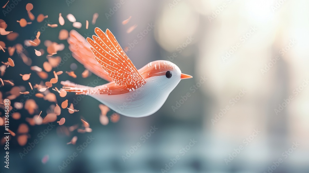 Poster a robotic bird with sensors and solar powered flight, monitoring air quality and pollution levels in