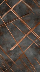 Stunning Geometric Copper Accents on Dark Gray Tiles, Ideal for Modern Architecture