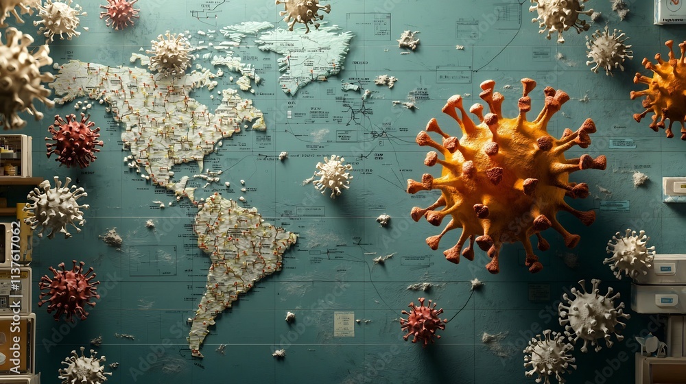Poster a photograph of a sars transmission map with a virtual twin tracking hospital case clusters leaving 