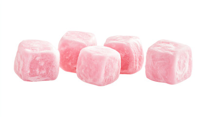 Pink Turkish delight cubes isolated on white background
